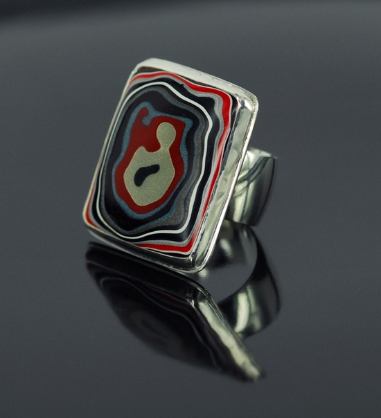 sterling silver fordite ring