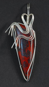 mary ellen jasper wire wrapped sculpted sterling silver cab cabochon pendant jewelry