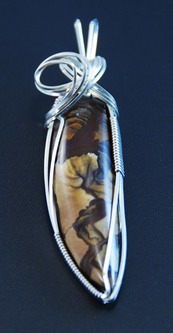 deschute jasper wire wrapped sculpted sterling silver cab cabochon pendant jewelry