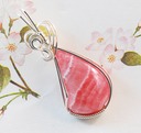 rhodochrosite wire wrapped sculpted sterling silver cab cabochon pendant jewelry