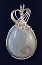 white queensland agate wire wrapped sculpted sterling silver cab cabochon pendant jewelry