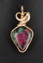 ruby in zoisite wire wrapped sculpted 14k gold filled cab cabochon pendant jewelry
