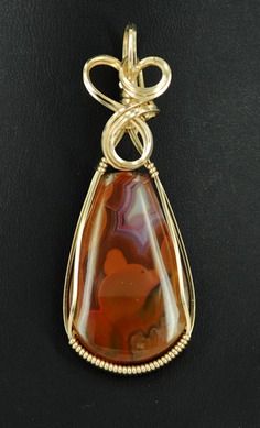 laguna agate wire wrapped sculpted 14k gold filled cab cabochon pendant jewelry