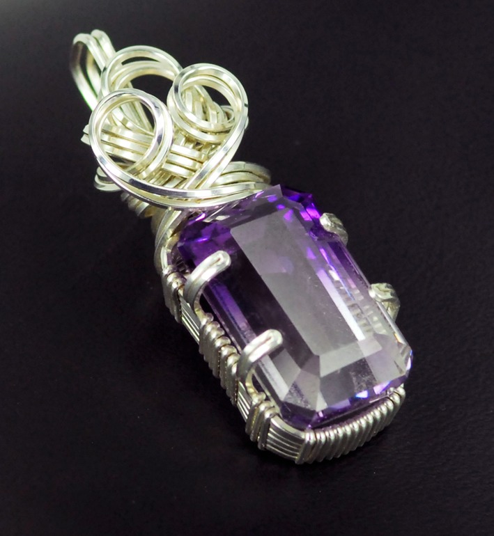 faceted ametrine wire wrapped sculpted sterling silver cab cabochon pendant jewelry