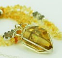 citrine crystal smokey quartz wire wrapped sculpted sterling silver cab cabochon pendant jewelry necklace 