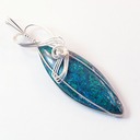 malachite chrysocolla wire wrapped sculpted sterling silver cab cabochon pendant jewelry