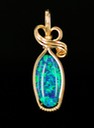 lab grown synthetic opal doublet wire wrapped sculpted 14k gold filled cab cabochon pendant jewelry