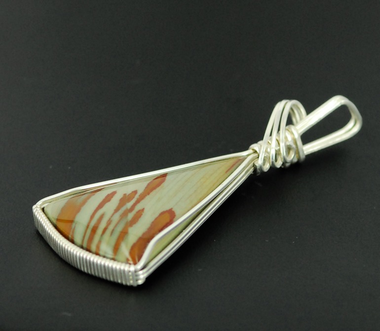 owyhee jasper wire wrapped sculpted sterling silver cab cabochon pendant jewelry
