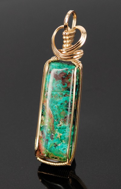 parrotwing jasper cabochon 14k gold filled wire wrapped pendant