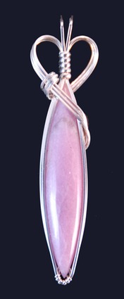 pink lepidolite wire wrapped sculpted sterling silver cab cabochon pendant jewelry
