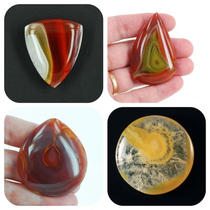 queensland agate cab cabochons yellow, orange, red, green