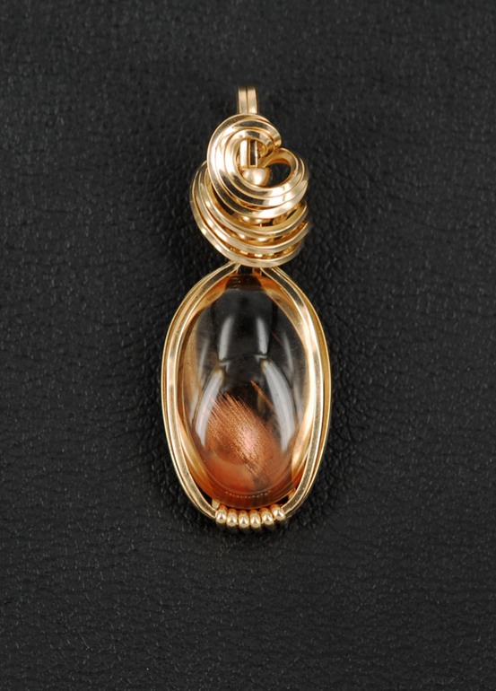 oregon sunstone wire wrapped sculpted 14k gold filled cab cabochon pendant jewelry