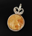 fossilised sea urchin wire wrapped sculpted sterling silver cab cabochon pendant jewelry