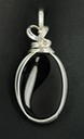 carved black onyx yin yan wire wrapped sculpted sterling silver cab cabochon pendant jewelry